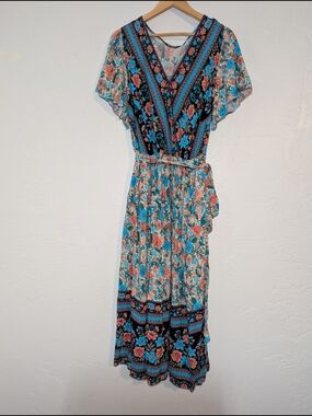 Boho Cottage Lightweight Breathable Flowy Floral Maxi Dress Casual Summer Beach